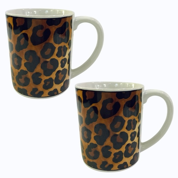 Sakura Other - Sakura SERENGETI Coffee Mugs Leopard Print Designed By Sue Zipkin Set Of 2 Cups